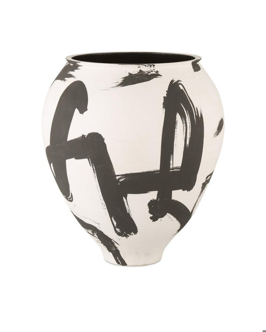 Currey and Company Kenzo Large Vase Off White, Black
