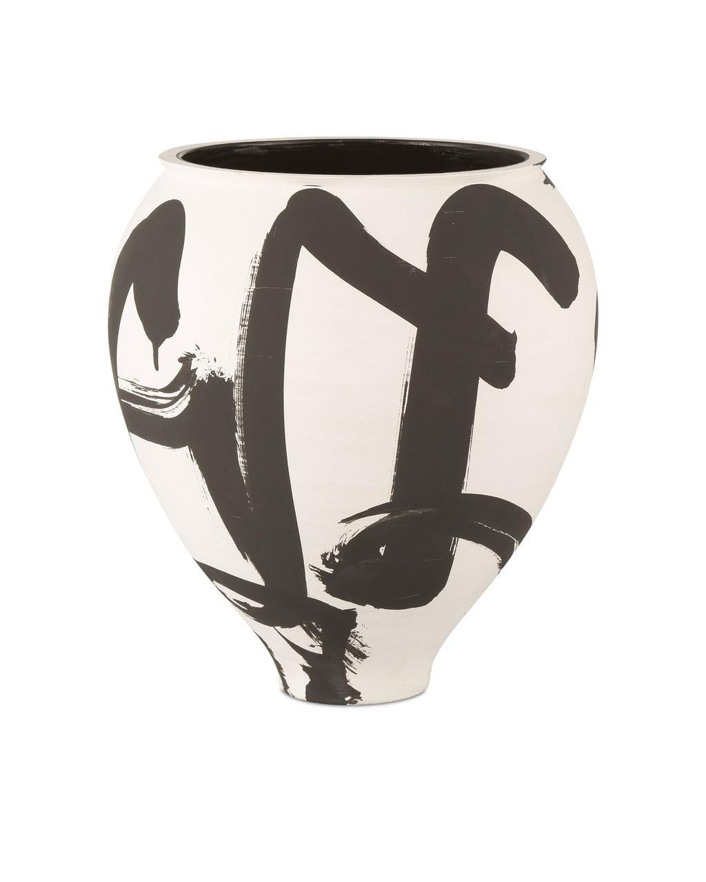 Currey and Company Kenzo Medium Vase Off White, Black
