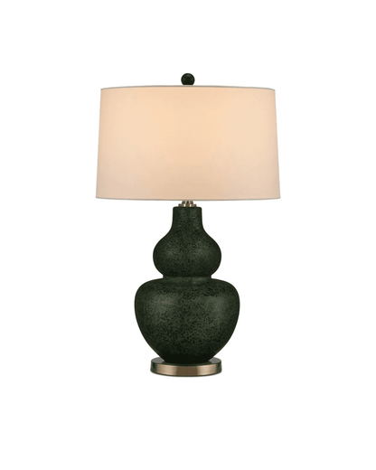 Currey and Company Kinnaird Table Lamp Moss Green, Antique Brass