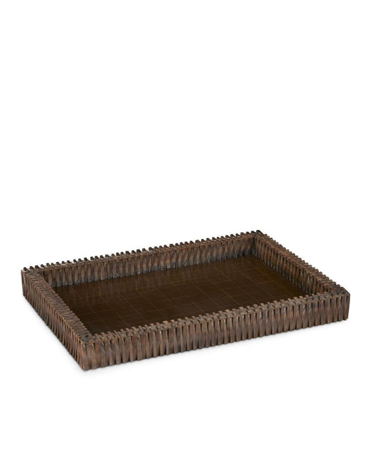 Currey and Company Koa Tray Burnt Horn, Brown