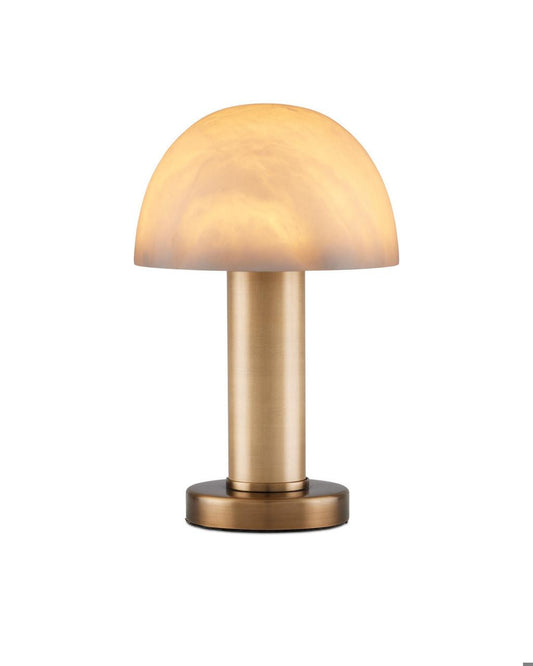 Currey and Company La Gravite Mini Table Lamp Natural, Brass