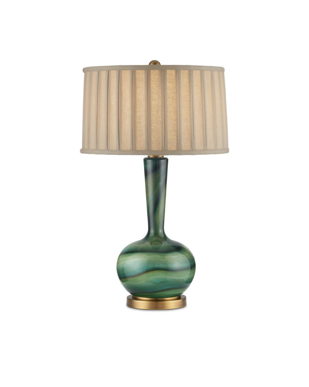 Currey and Company Lamartine Table Lamp Green, Antique Brass