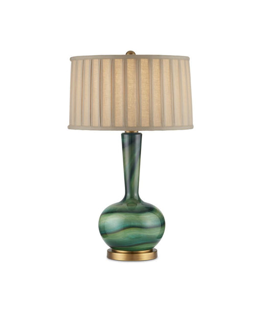 Currey and Company Lamartine Table Lamp Green, Antique Brass