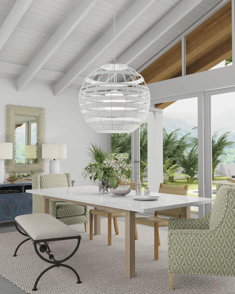 Currey and Company Lapsley White Orb Chandelier