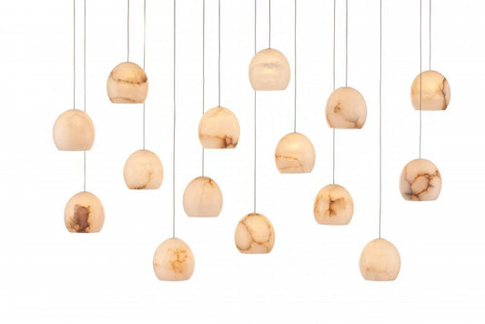 Currey and Company Lazio 15-Light Linear Multi-Drop Pendant White