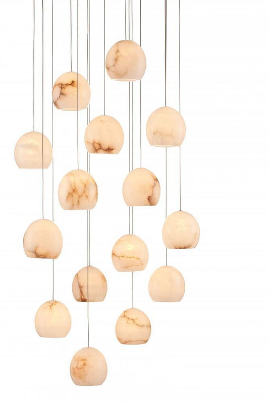 Currey and Company Lazio 15-Light Round Multi-Drop Pendant White