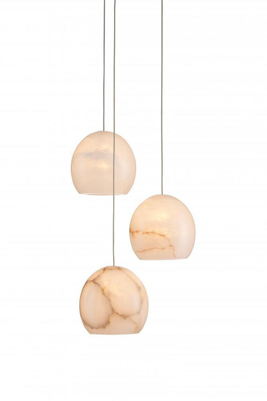 Currey and Company Lazio 3-Light Round Multi-Drop Pendant White