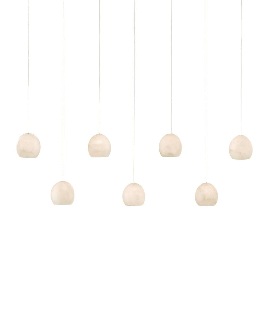Currey and Company Lazio 7-Light Linear Multi-Drop Pendant White
