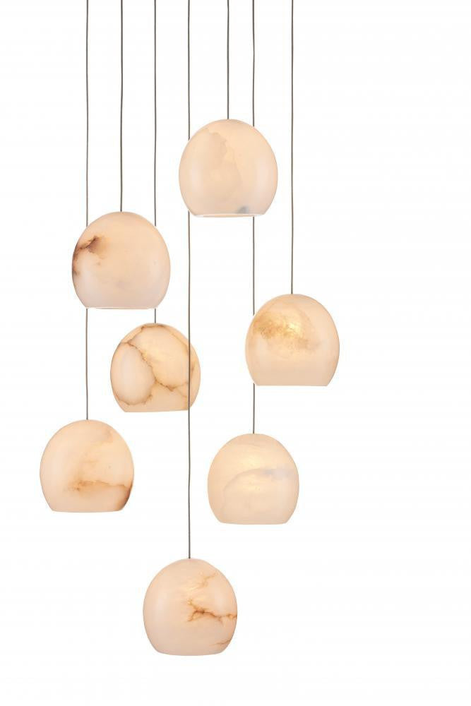 Currey and Company Lazio 7-Light Round Multi-Drop Pendant White