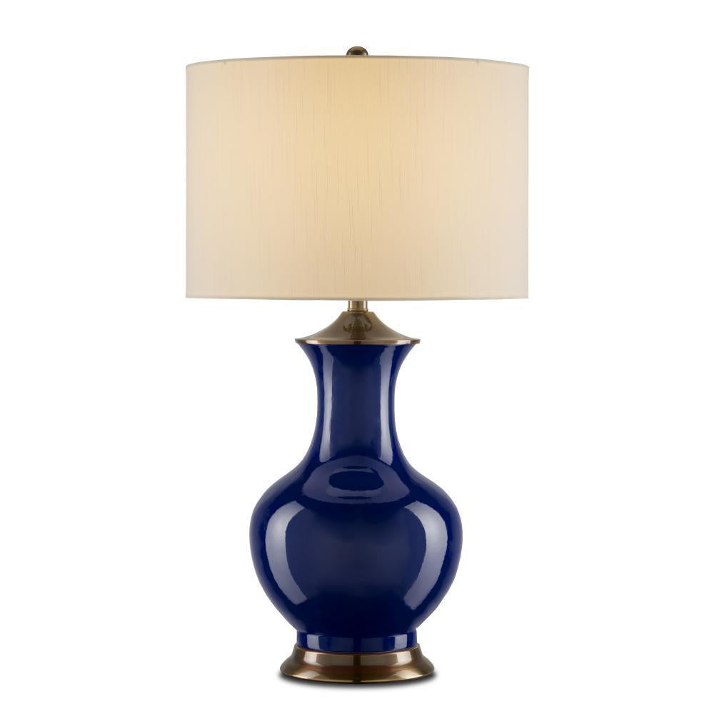 Currey and Company Lilou Blue Table Lamp Blue, Antique Brass