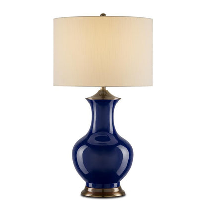 Currey and Company Lilou Blue Table Lamp Blue, Antique Brass