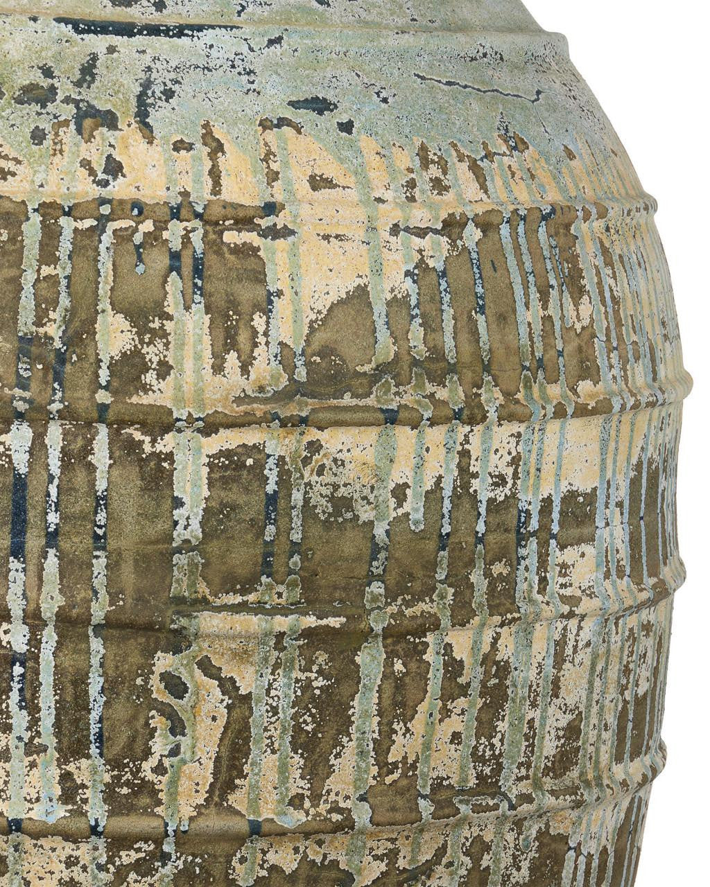 Currey and Company Lipari Extra Large Antique Blue Drip Urn