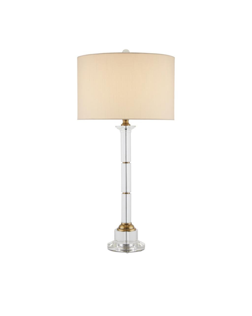 Currey and Company Lothian Clear Table Lamp Clear, Antique Brass