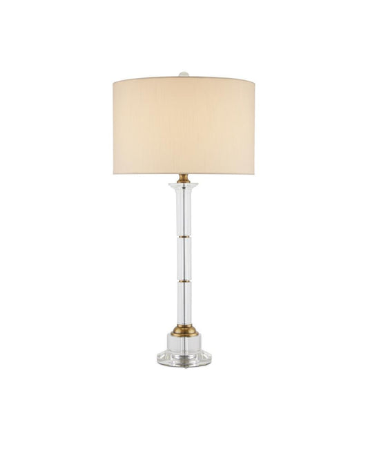 Currey and Company Lothian Clear Table Lamp Clear, Antique Brass