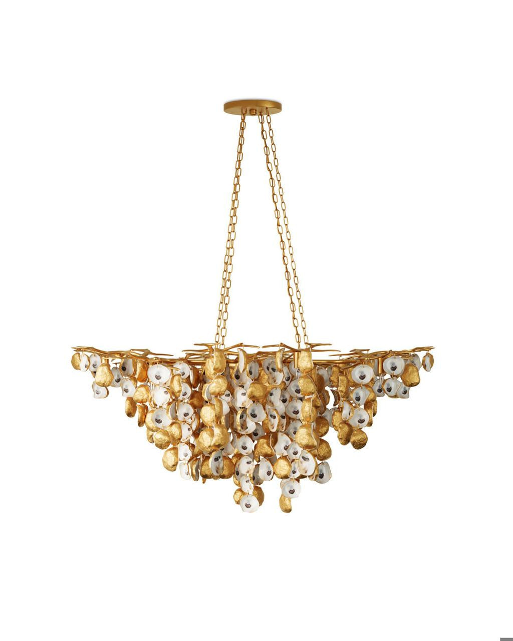 Currey and Company Lucullan Gold Chandelier Contemporary Gold Leaf, Contemporary Gold, 