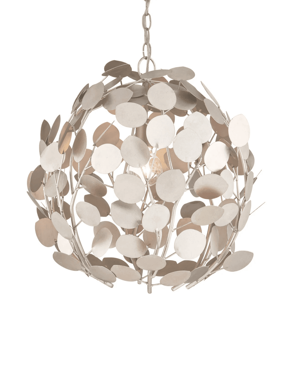 Currey and Company Lunaria Orb Chandelier Contemporary Silver Leaf