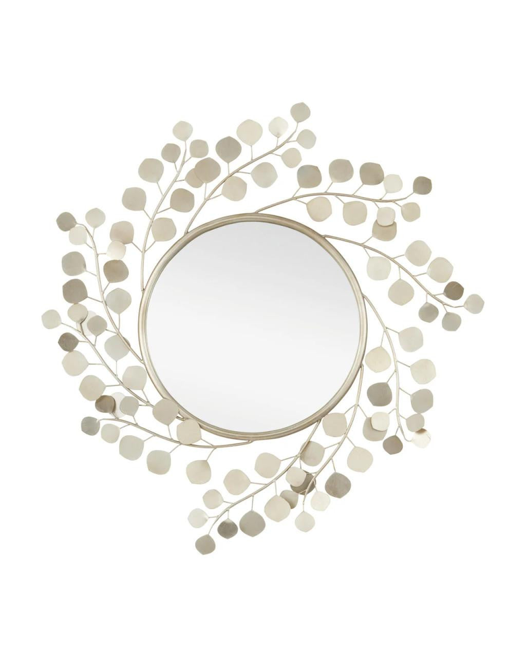 Currey and Company Lunaria Round Mirror Contemporary Silver Leaf