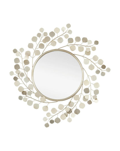 Currey and Company Lunaria Round Mirror Contemporary Silver Leaf