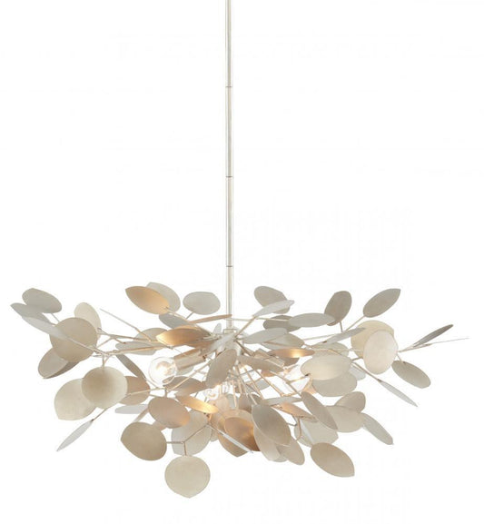 Currey and Company Lunaria Small Silver Chandelier Contemporary Silver Leaf