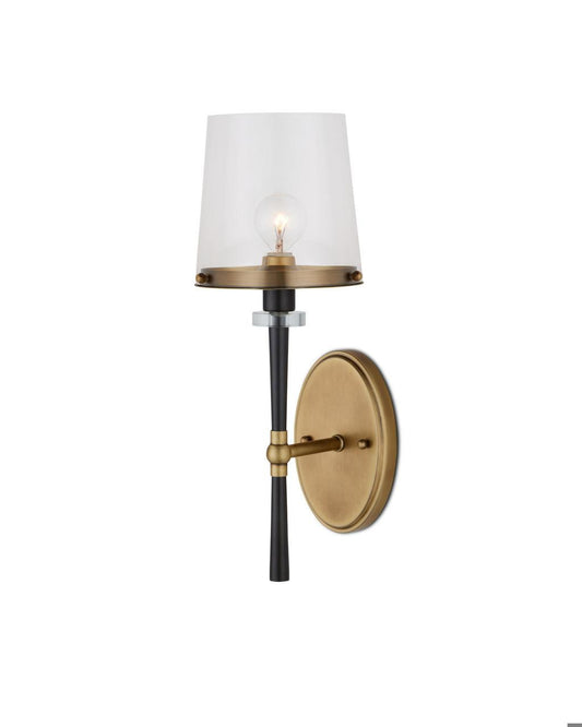 Currey and Company Lyndall Wall Sconce Antique Brass, Oil Rubbed Bronze, Clear