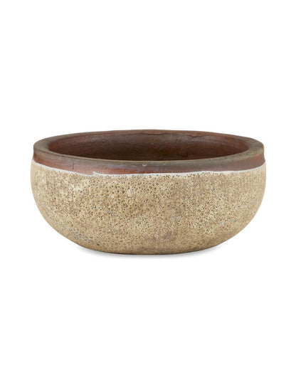 Currey and Company Lyra Beige Medium Planter Reactive Cream