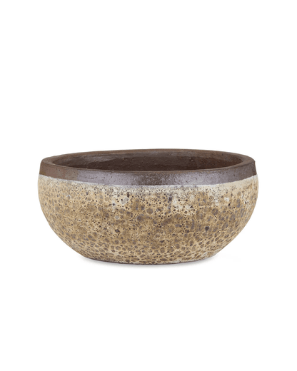 Currey and Company Lyra Beige Small Planter Reactive Cream