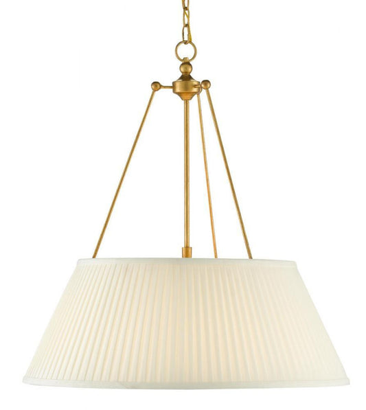 Currey and Company Lytham Gold Pendant Antique Gold Leaf, White