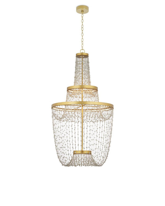 Currey and Company Mademoiselle Chandelier Contemporary Gold Leaf, Contemporary Gold, 