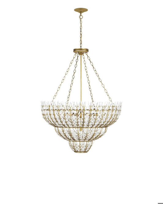 Currey and Company Magnum Opus Large Chandelier Brass, White