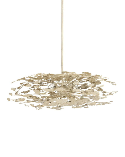 Currey and Company Maidenhair Cream Semi-Flush Mount Antique Pearl
