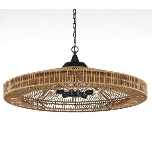 Currey and Company Maldives Chandelier Natural, Satin Black
