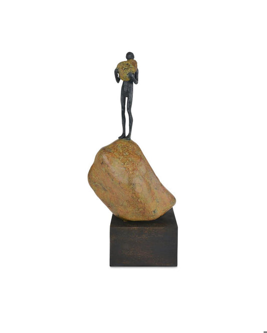 Currey and Company Man on Rock Medium Bronze