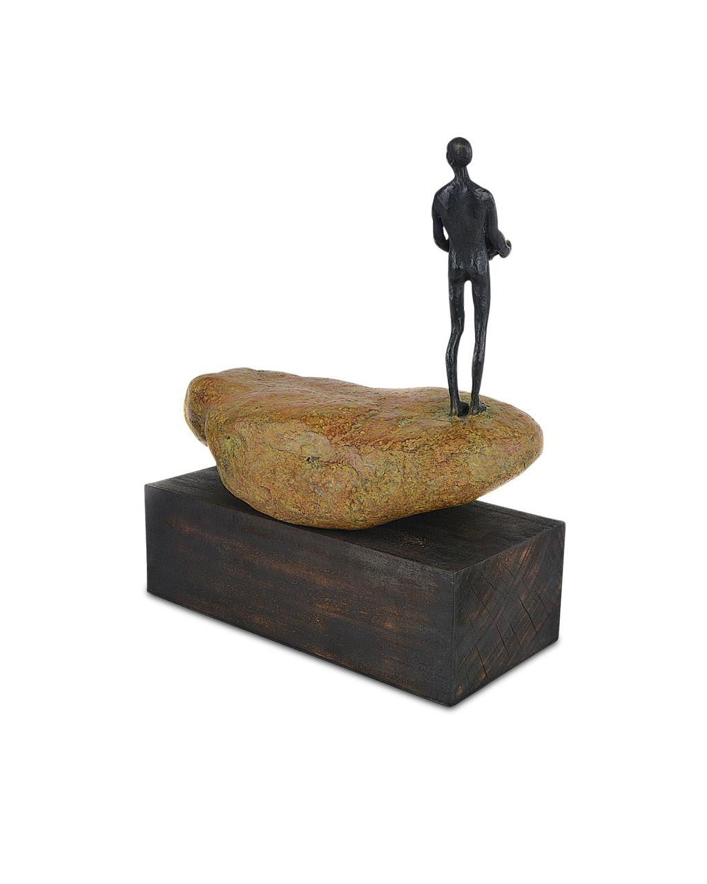Currey and Company Man on Rock Small Bronze