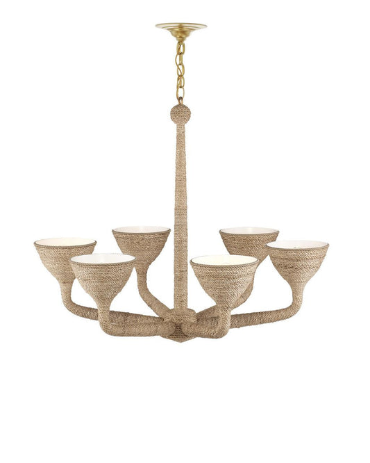 Currey and Company Marbella Chandelier Natural, Contemporary Gold, Sugar White