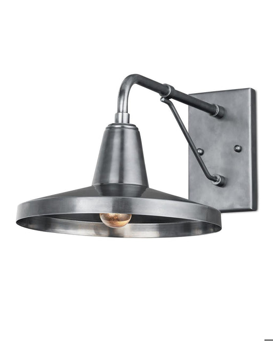 Currey and Company Mariner Silver Outdoor Wall Sconce Antique Silver