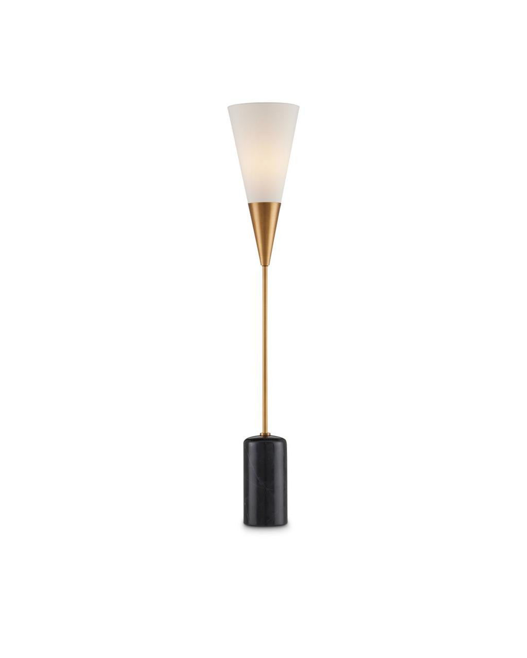 Currey and Company Martini Black Torchiere Table Lamp Brushed Brass, Black