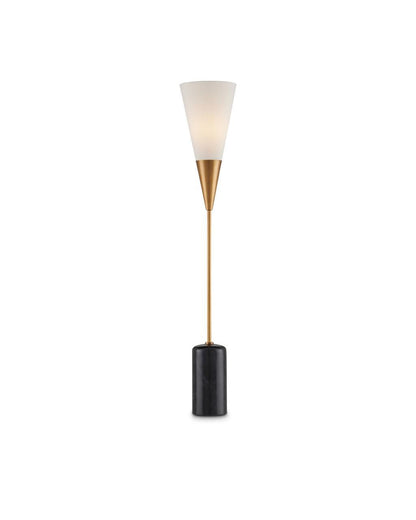 Currey and Company Martini Black Torchiere Table Lamp Brushed Brass, Black