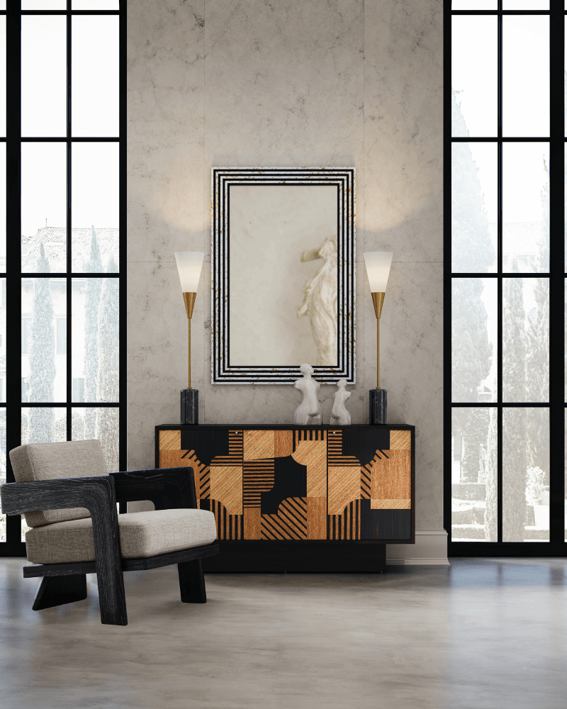 Currey and Company Martini Black Torchiere Table Lamp