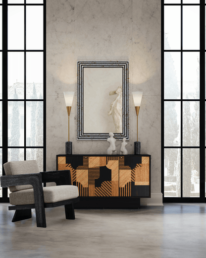 Currey and Company Martini Black Torchiere Table Lamp