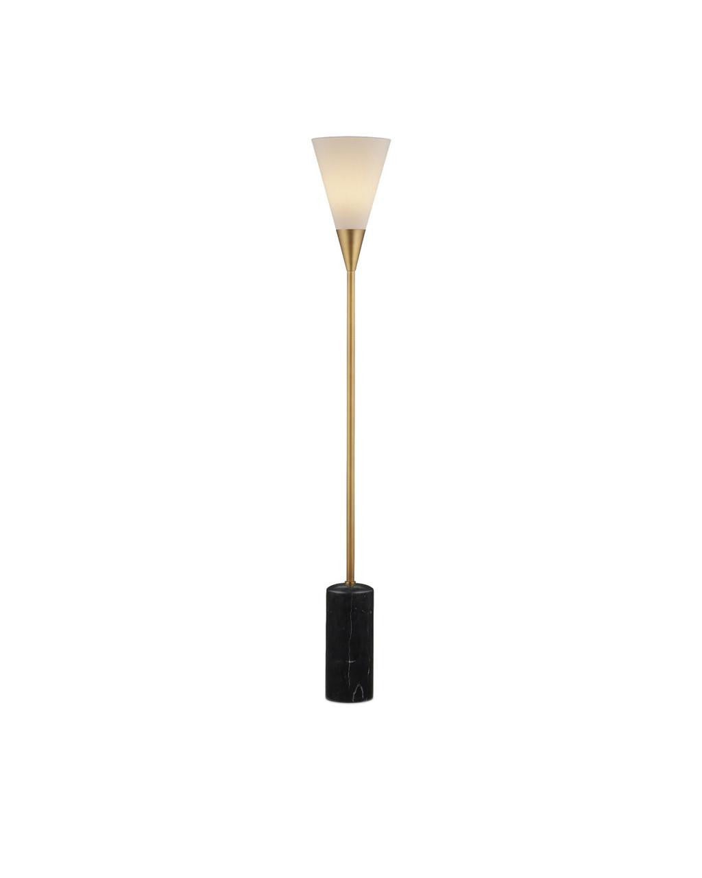 Currey and Company Martini Floor Lamp Black, Brushed Brass