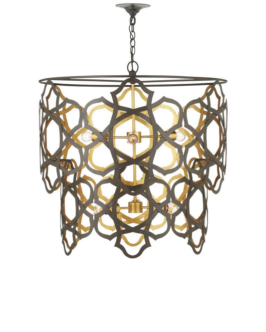 Currey and Company Mauresque Medium Bronze & Gold Chandelier