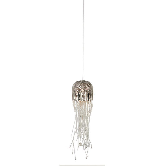 Currey and Company Medusa 1-Light Round Multi-Drop Pendant Nickel, Clear, Silver