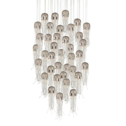 Currey and Company Medusa 36-Light Round Multi-Drop Pendant Nickel, Clear, Silver