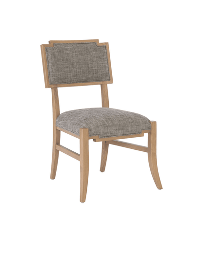 Currey and Company Melanie Blonde Side Chair, Liller Tortoise Blonde Ash Wood, Brass