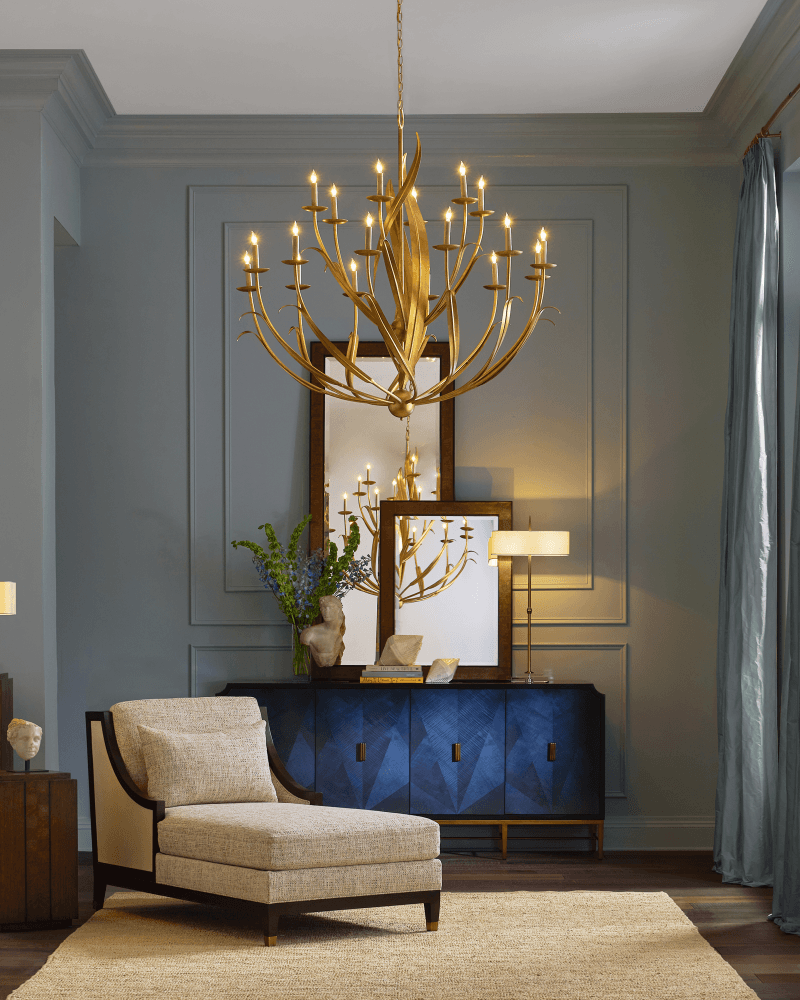 Currey and Company Menefee Large Gold Chandelier