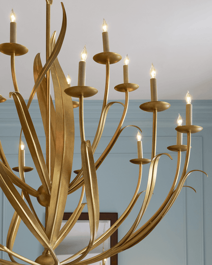 Currey and Company Menefee Large Gold Chandelier