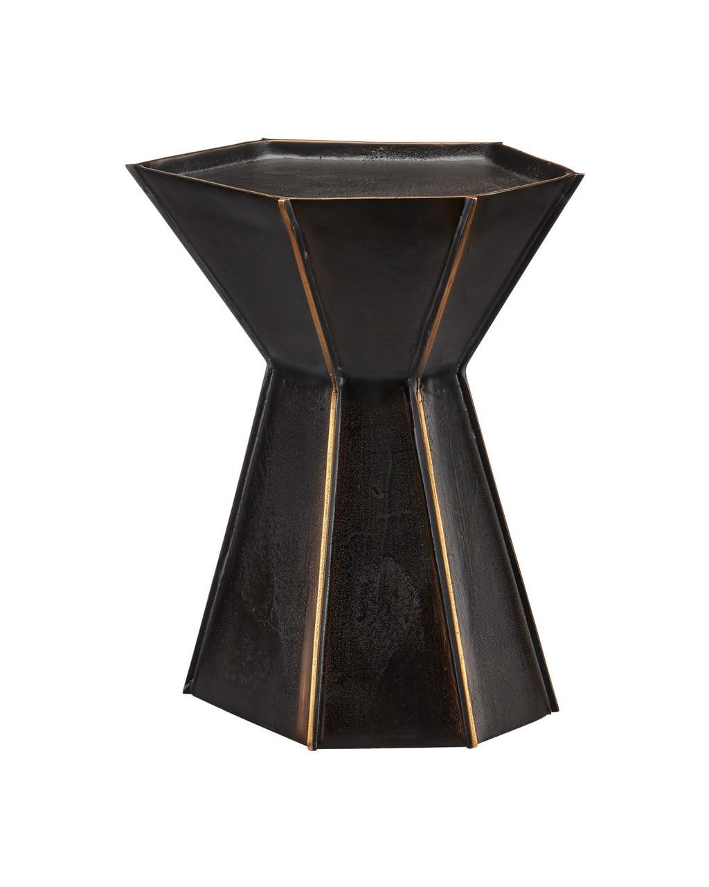 Currey and Company Merola Accent Table Black, Gold