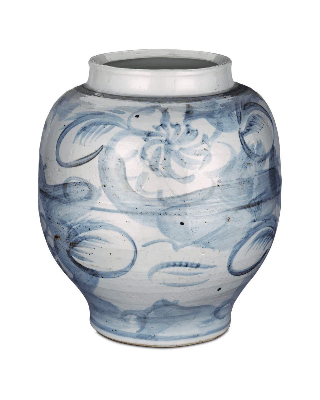 Currey and Company Ming-Style Countryside Large Preserve Pot Off White, Pale Blue
