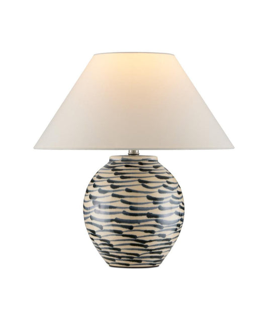 Currey and Company Minnows Blue Table Lamp Navy Blue, Beige