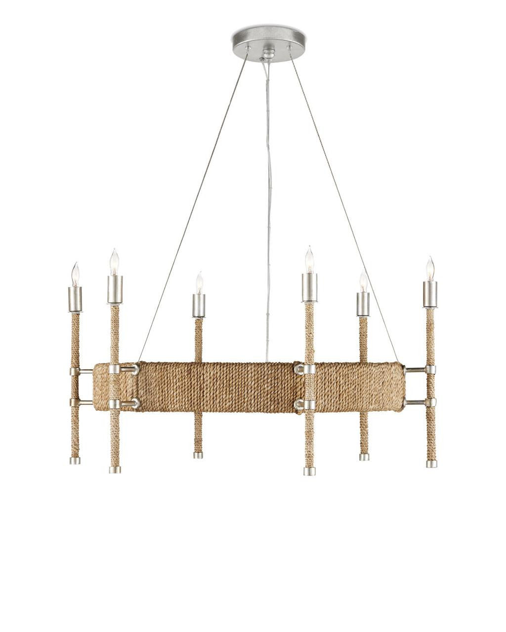 Currey and Company Monzie Chandelier Natural, Contemporary Silver Leaf